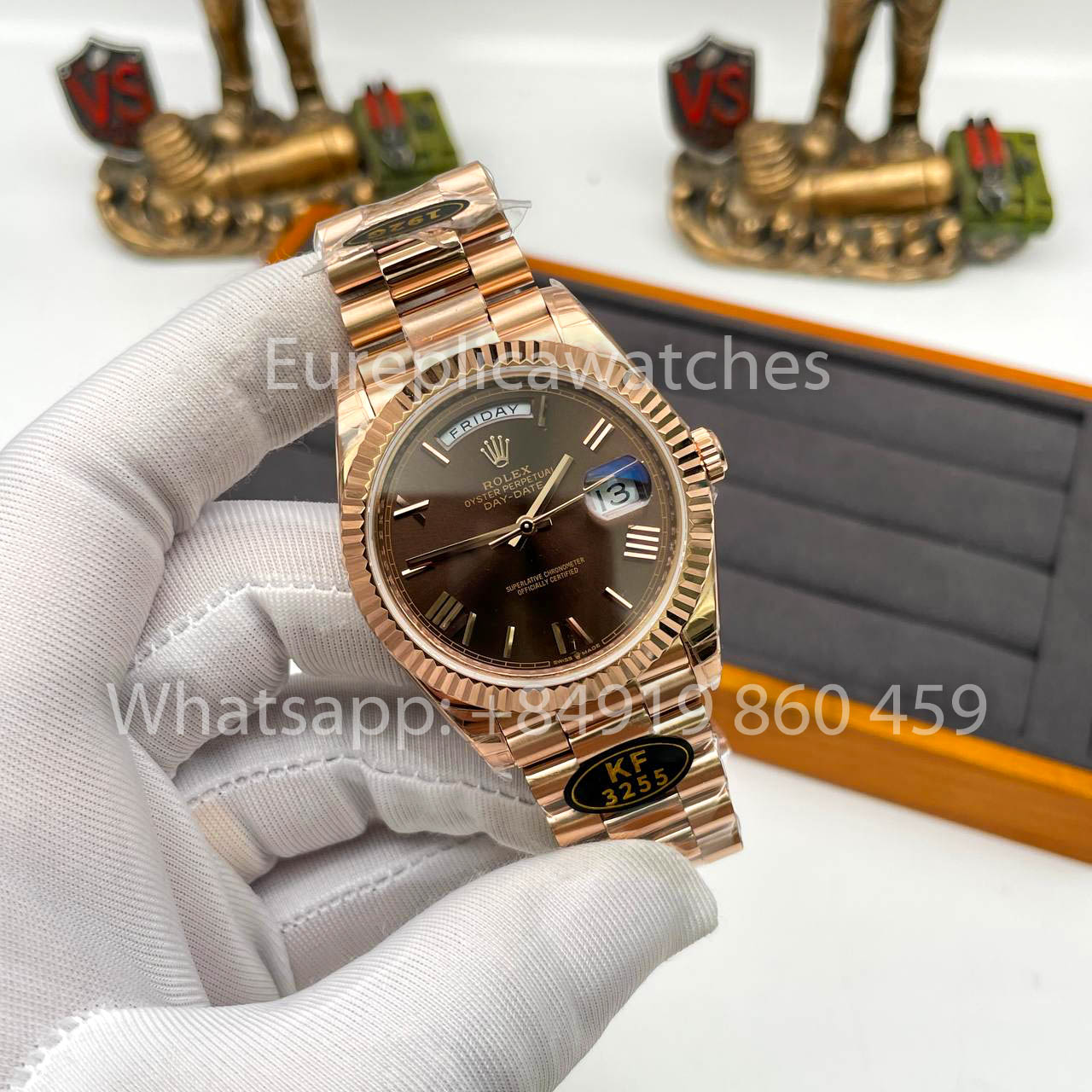 Rolex Everose Gold Day Date 40 228235-0002 Cadran Chocolat 1:1 Meilleur Clone KF Factory 215 Grammes