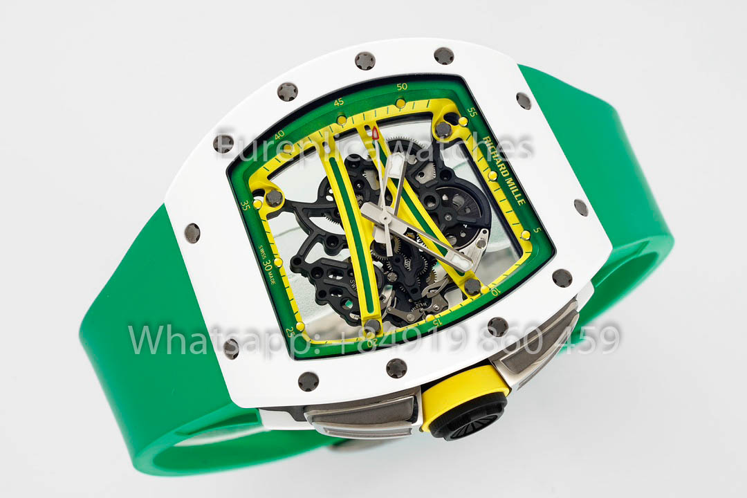 Richard Mille RM061 TZP-N Céramique Blanche 1:1 Meilleur Clone ZF Bracelet Vert d'Usine