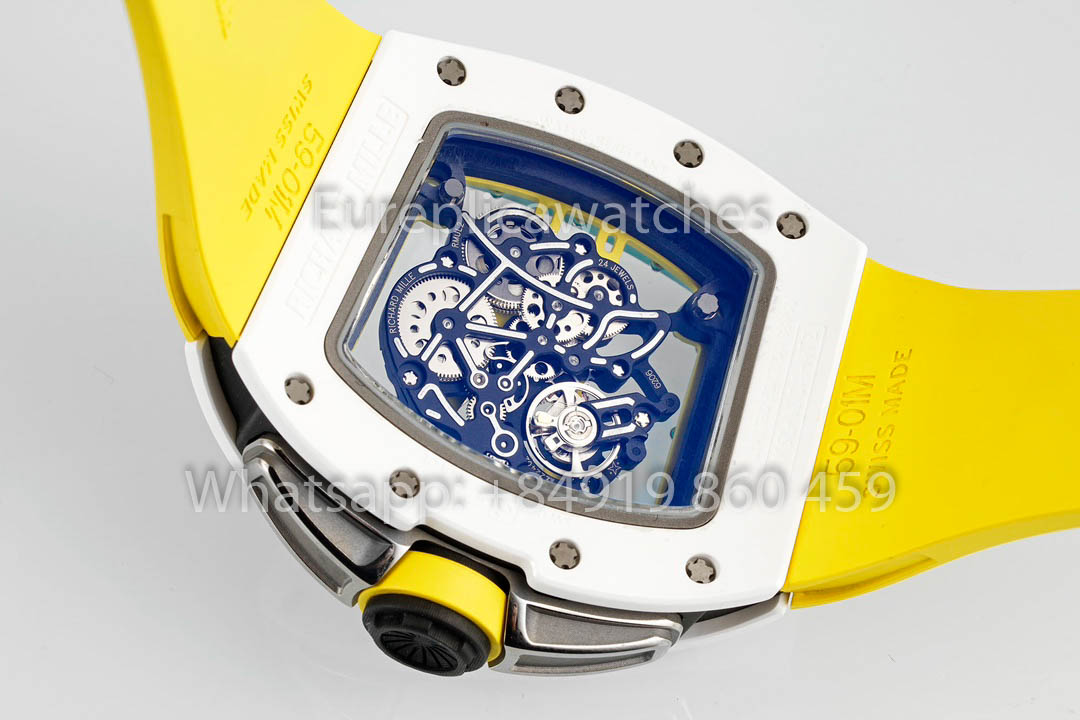 Richard Mille RM061 TZP-N Céramique Blanche 1:1 Meilleur Clone ZF Factory Bracelet Jaune