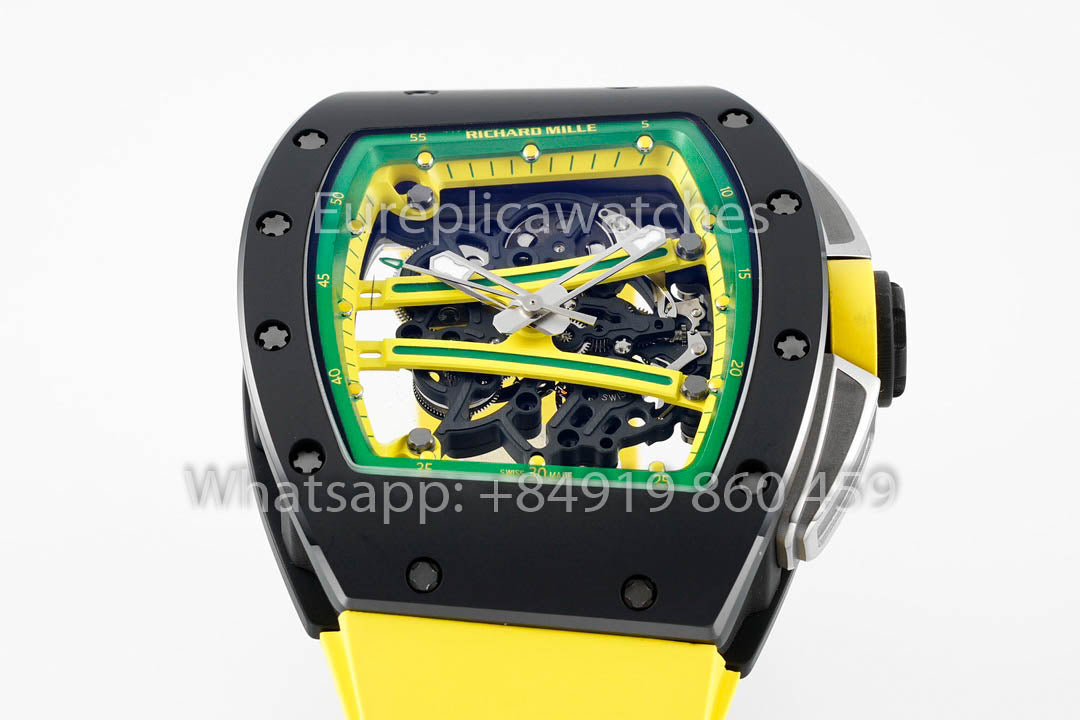 Richard Mille RM061 TZP-N Céramique noire 1:1 Meilleur clone ZF Factory Bracelet jaune