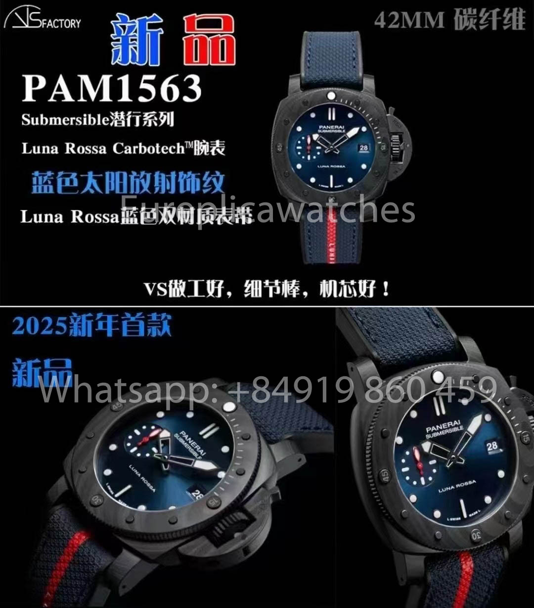 Panerai Submersible PAM 1563 QuarantaQuattro Luna Rossa 1:1 Best Clone VS Factory
