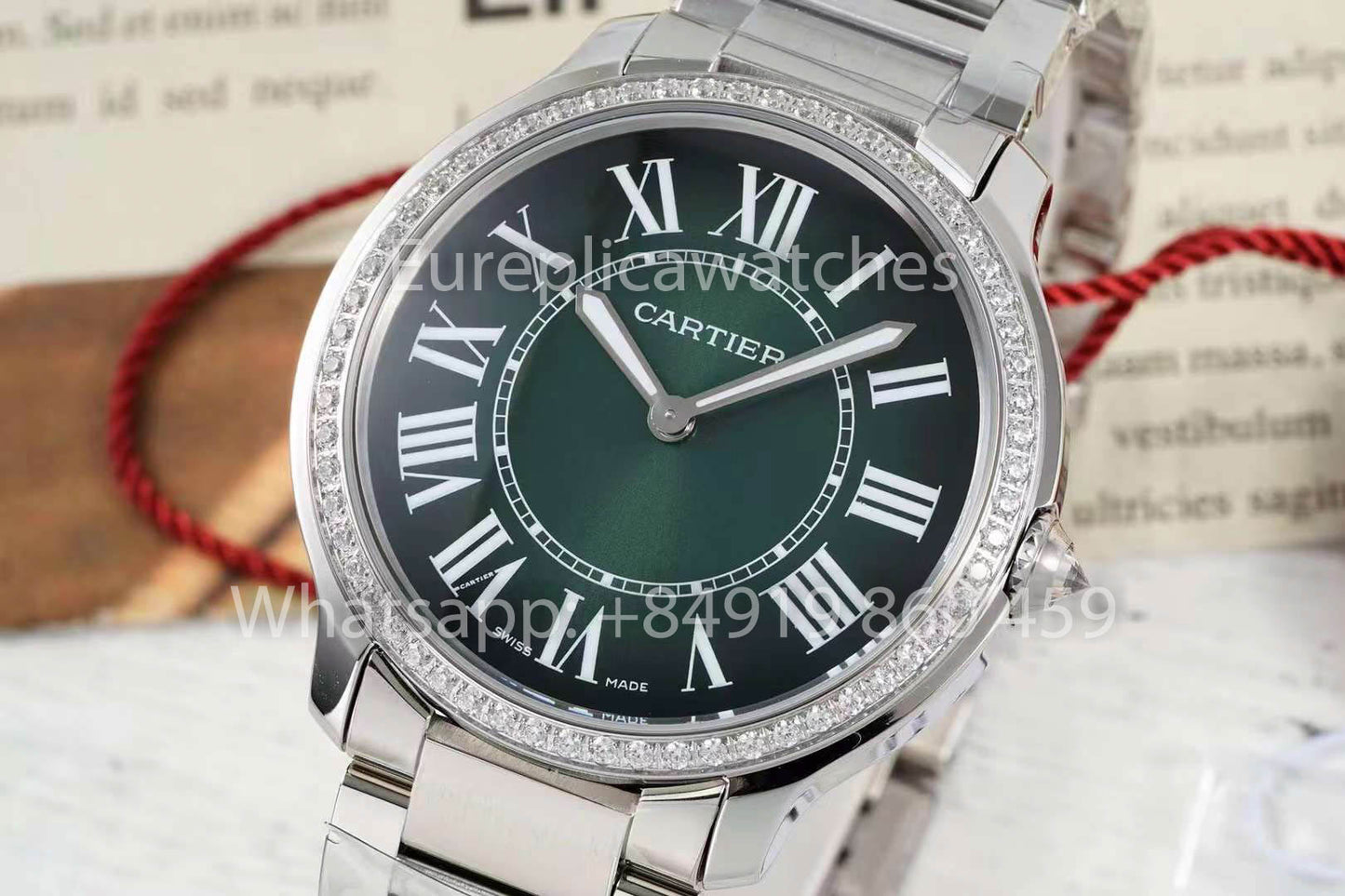 Cartier Ronde Must De Cartier 36 mm Custom Diamond 1:1 Best Clone AF Factory grünes Zifferblatt