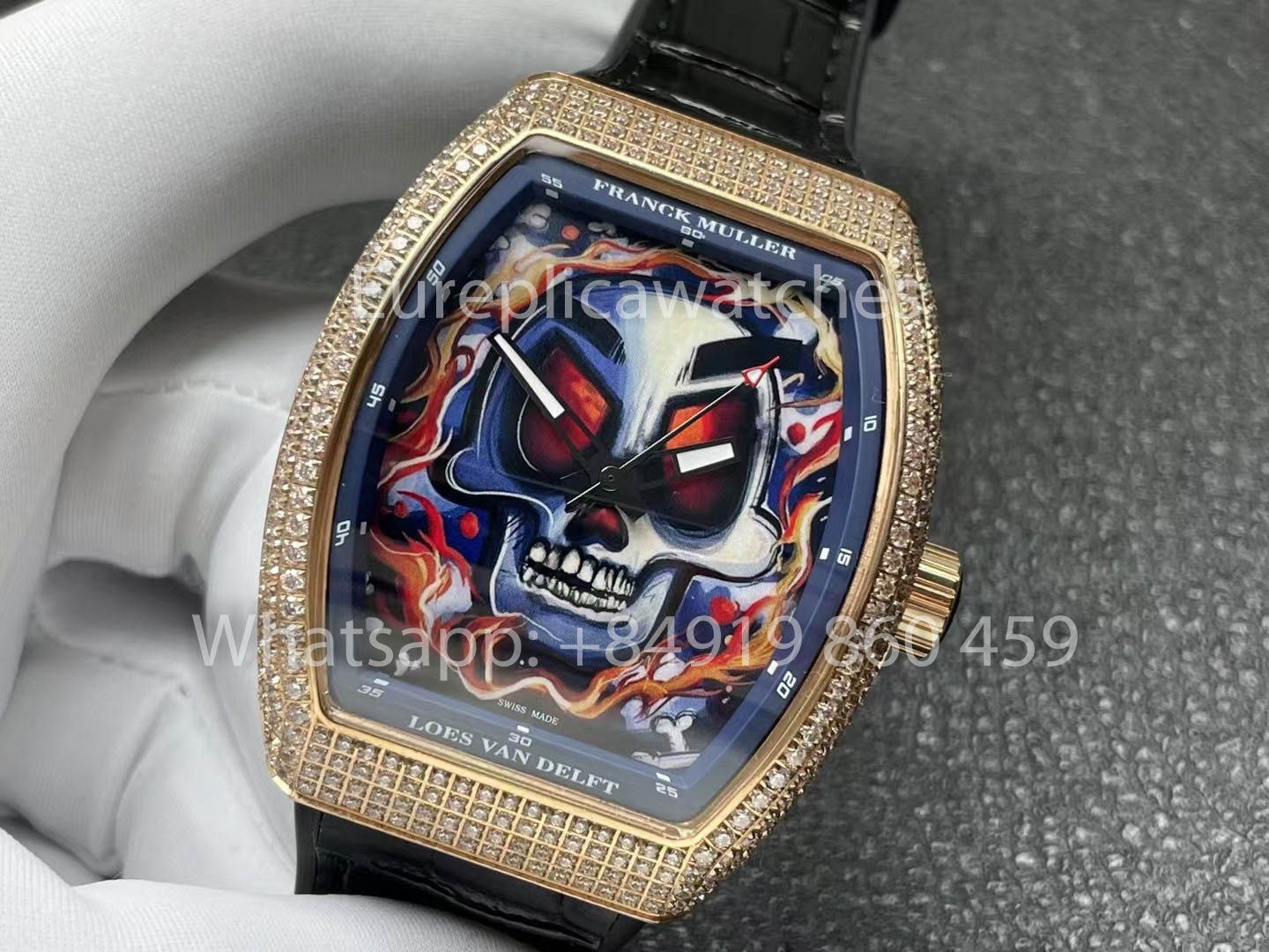 Franck Muller Vanguard Loes Van Delft 1:1 Best Clone ABF Factory Rose Gold diamonds