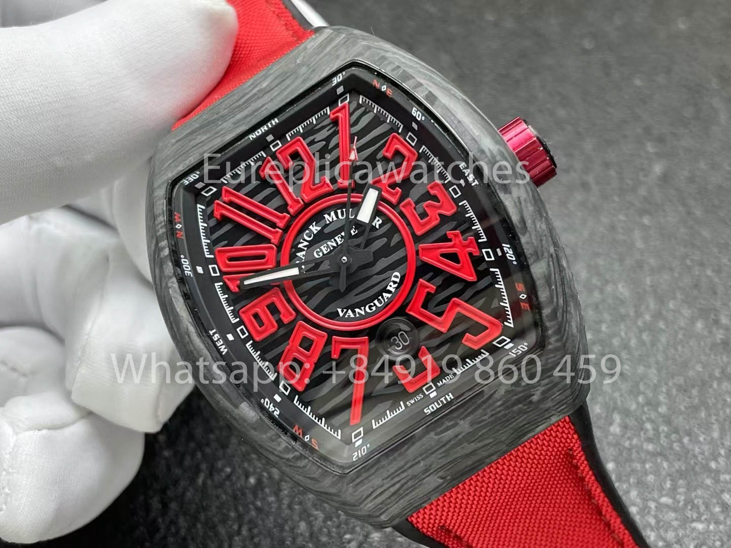 Franck Muller Vanguard V45 Carbon Fiber 1:1 Best Clone Red Dial