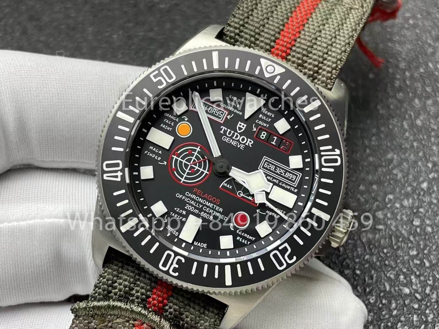 Tudor Pelagos FXD GMT Titanium 5602 M+, réplique 1:1, bracelet en nylon noir