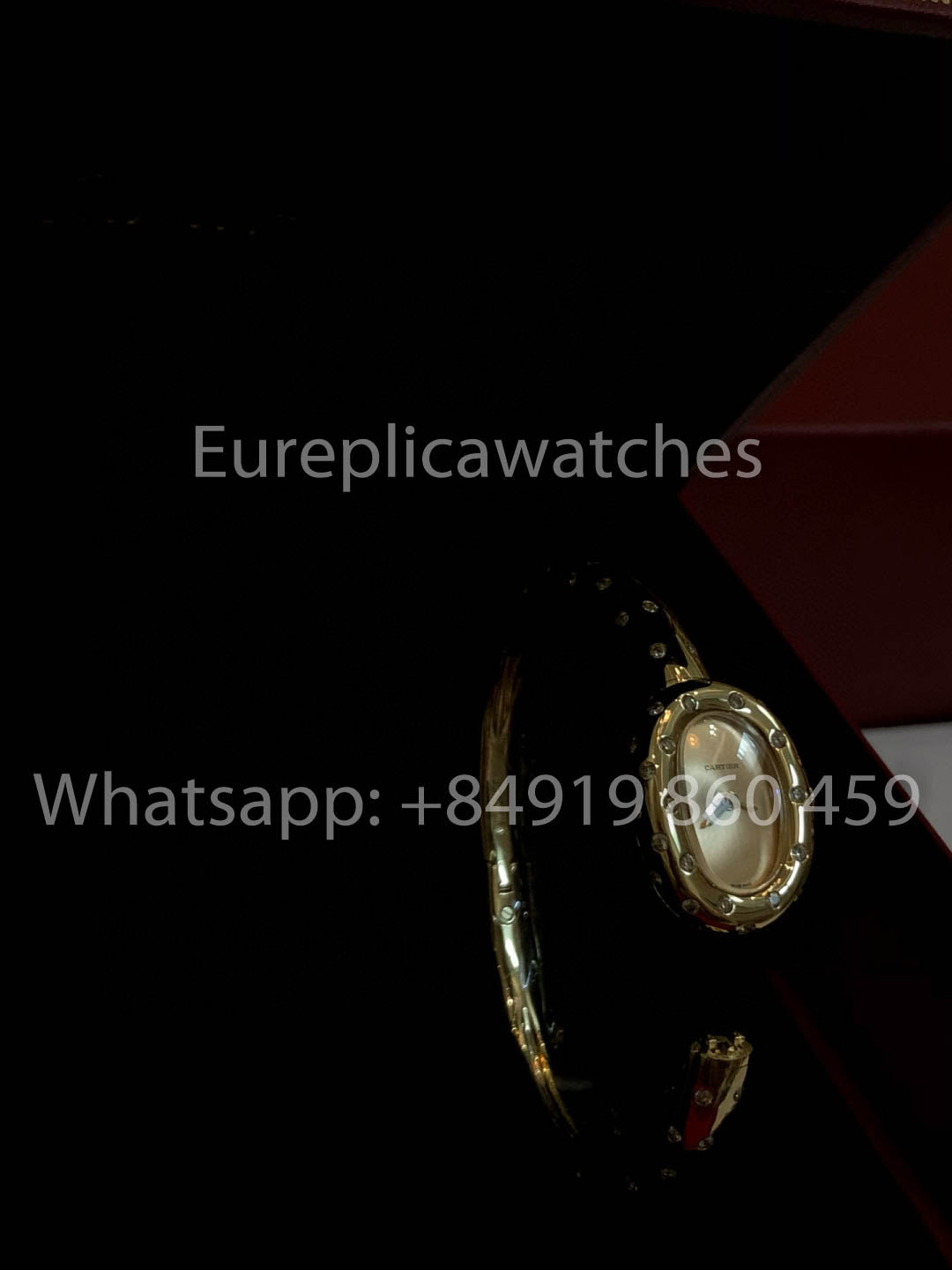 Cartier Lady Baignoire Badewanne 1:1 Beste Version 18 Karat Echtgold und Moissanit-Diamanten