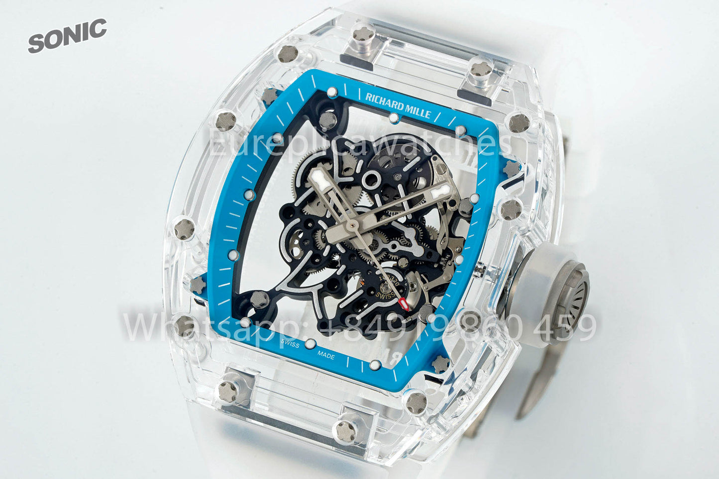 RICHARD MILLE RM055 AET REMOULD Transparent Blue Strap 1:1 Best Version Sonic Factory