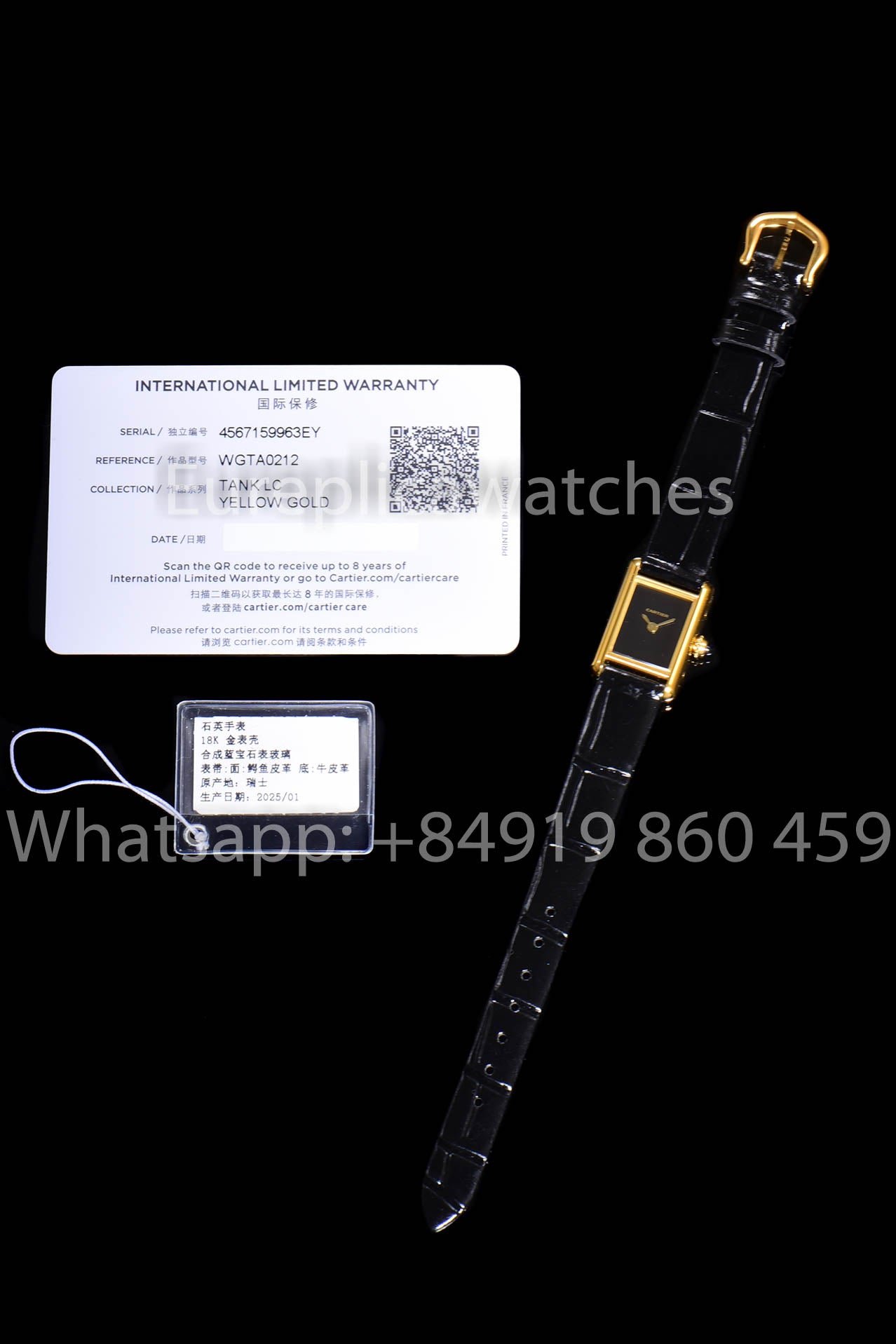 Cartier Tank TANK LOUIS CARTIER Mini 1:1 Beste Version Schwarzes Zifferblatt Gelbgold