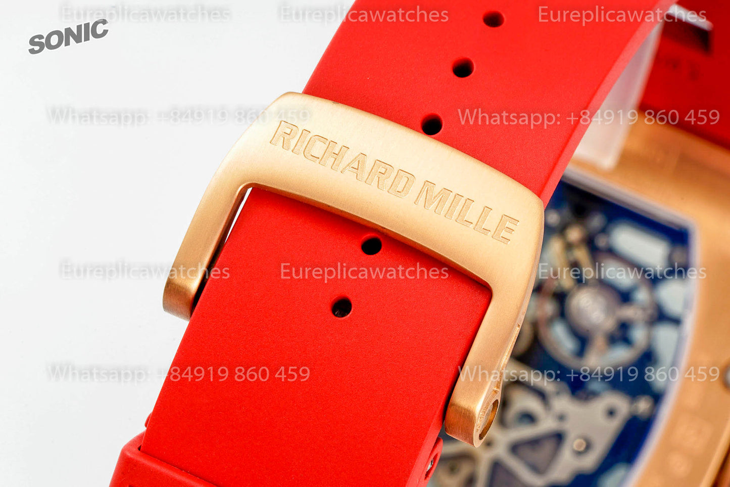 Richard Mille RM035 Rose Gold Toro 1:1 Best Version Sonic Factory V4 Red Rubber Strap
