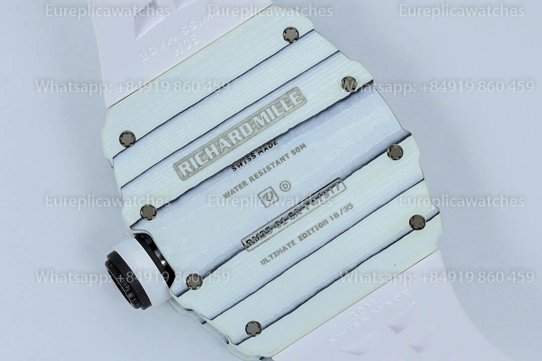 Richard Mille RM35-01 White Carbon 1:1 Best Version White Rubber Strap ZF Factory