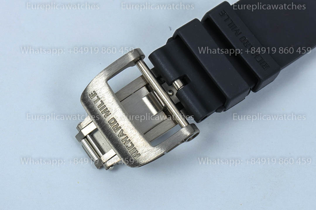 Richard Mille RM35-01 White Carbon 1:1 Meilleure Version Bracelet en Caoutchouc Noir Fabrique ZF