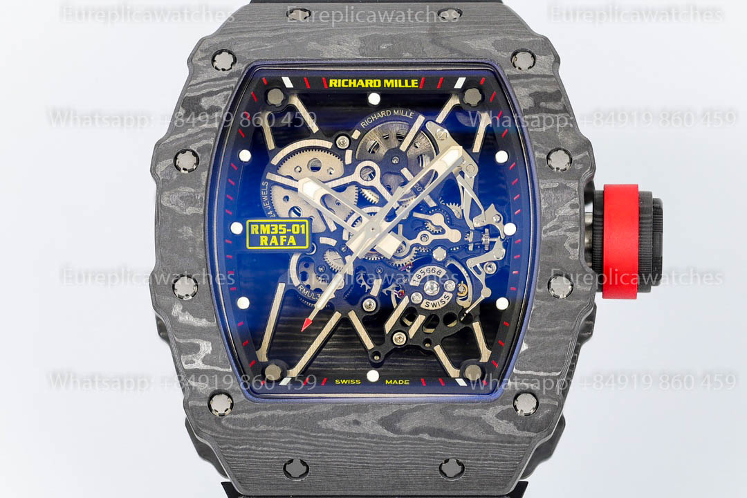 Richard Mille RM35-01 Black Carbon 1:1 Best Version Black Rubber Strap ZF Factory