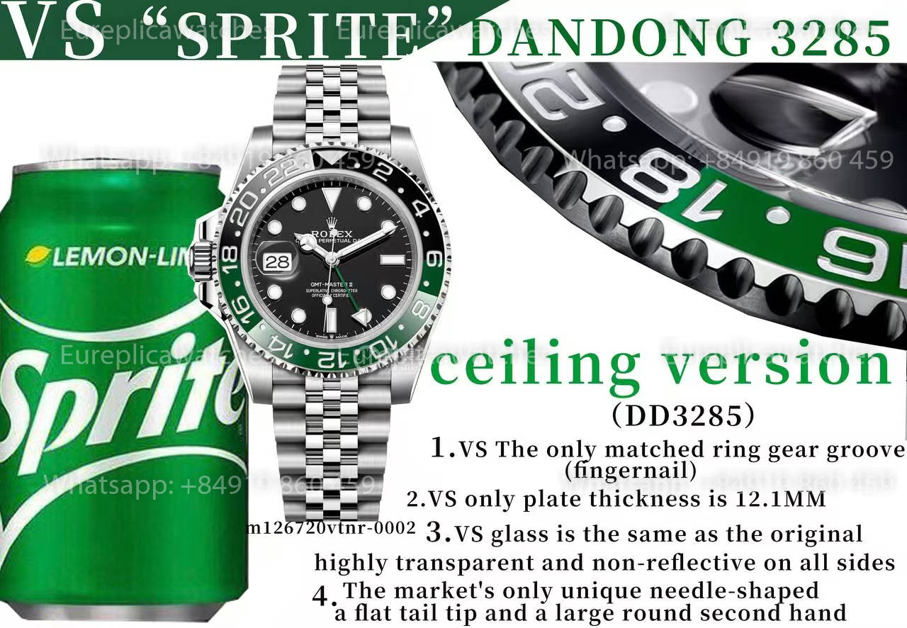 Rolex GMT Master II M126720vtnr-0002 « Sprite Bezel » Édition 1:1 Meilleure version VS usine
