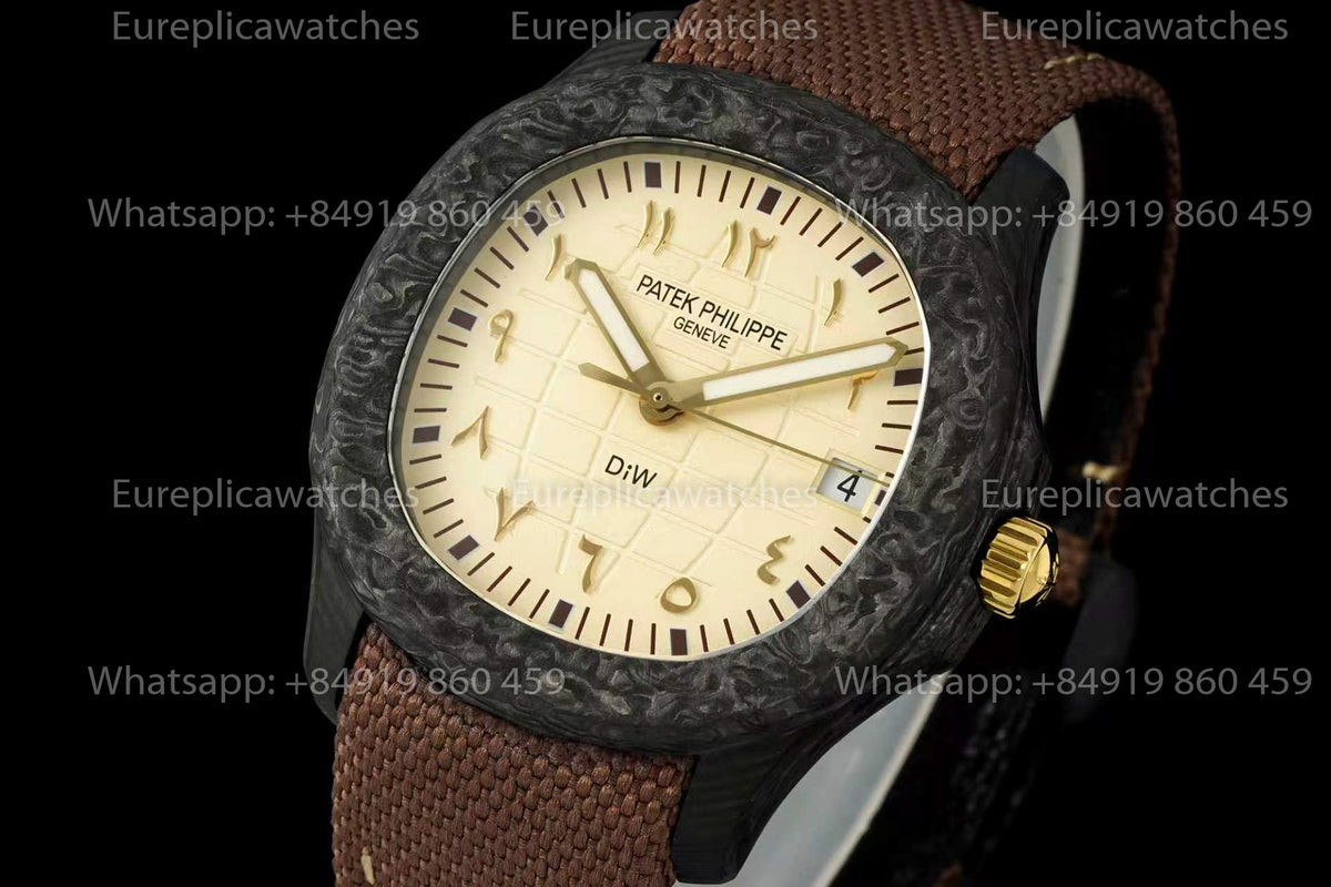 DiW Patek Philippe Aquanaut 5167 – Yellow Dial Carbon Fiber Case
