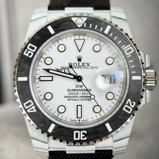 Rolex GMT-MASTER II Diw 1:1 Best Edition, schwarzes Stoffarmband, weißes Zifferblatt
