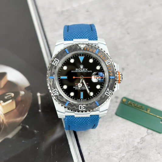 Rolex GMT-MASTER II Diw 1:1 Best Edition, blaues Stoffarmband, schwarzes Zifferblatt