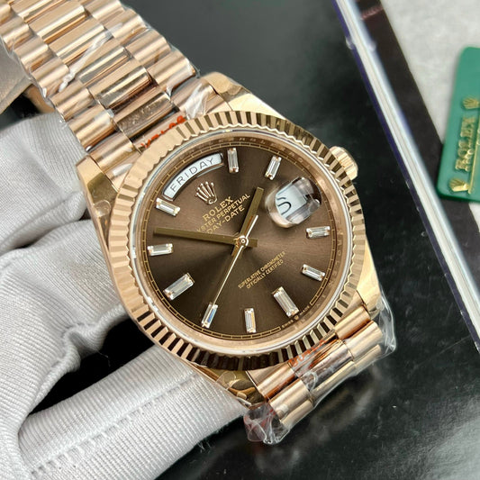 Rolex Day-Date 40mm 228235 chocolate dial 18k rose gold filled 167 gram