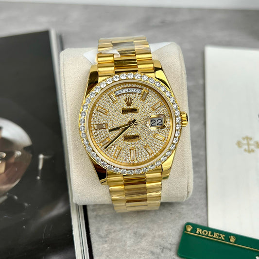 Rolex Day-Date m228398tbr-0036 Watch 40mm coated 18k with full Moissanite