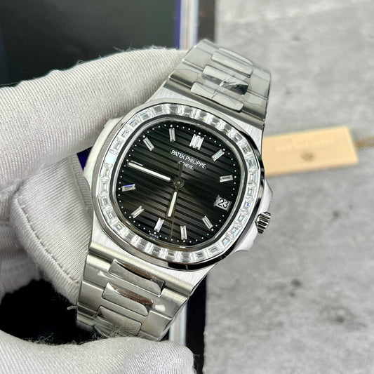 Patek Philippe Nautilus 5711 Best 1:1 Edition PPF Factory Black dial custom Diamonds Moissanite