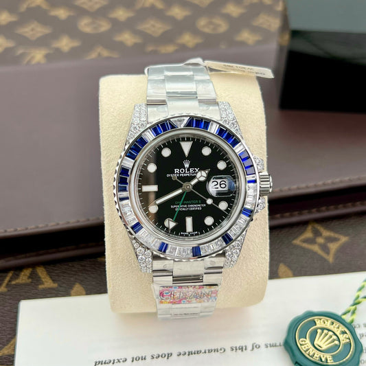 Rolex GMT Master II 116759SARU 1:1 best edition Custom Ruby Sapphire and Moissanite Black dial
