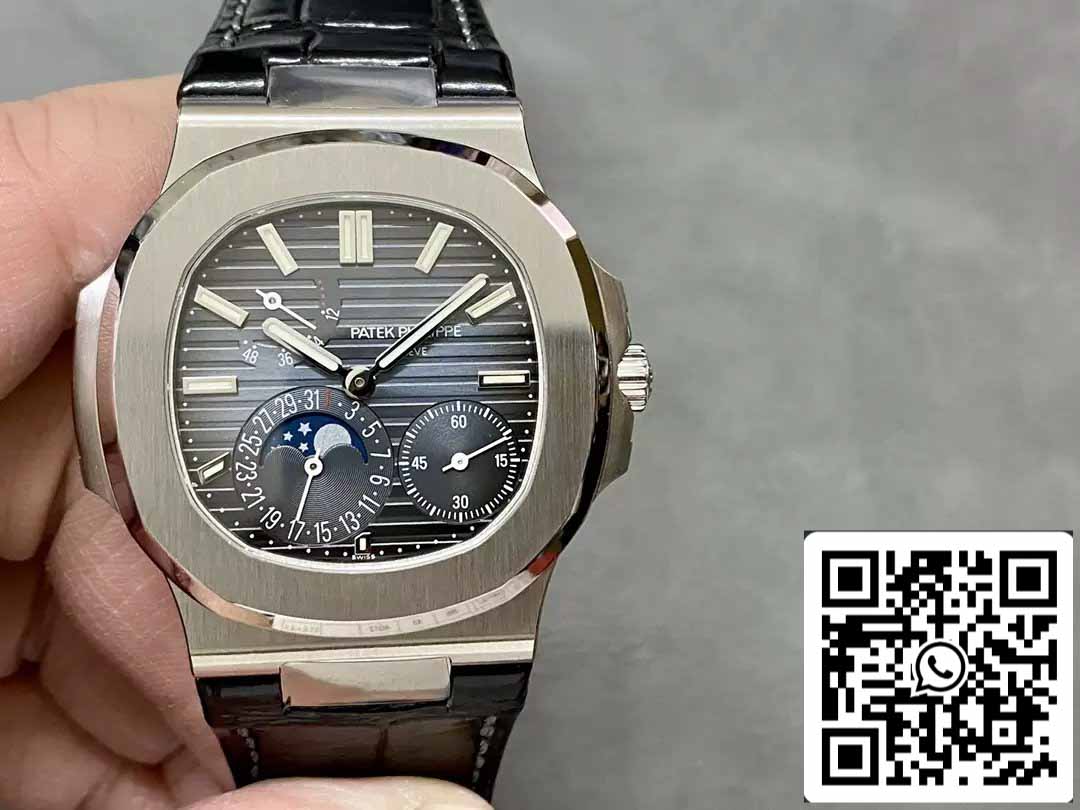 Patek Philippe Nautilus 5712G-001 Cadran Bleu 1:1 Meilleure Édition PPF Factory V2 Bracelet Cuir