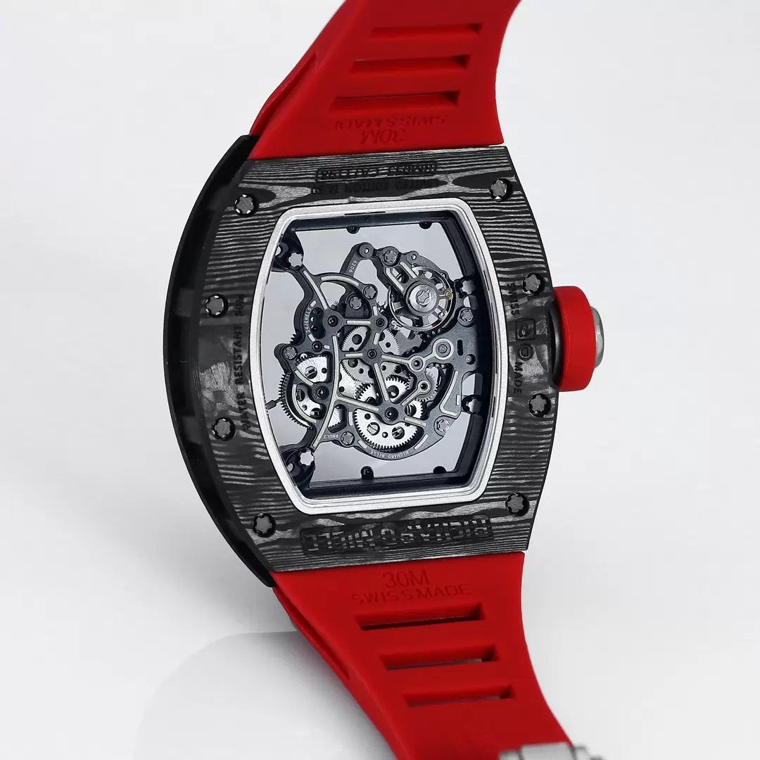 RICHARD MILLE RM055 Redesigned original 1:1 Best Edition BBR Factory 2024 Black Bezel Red Strap