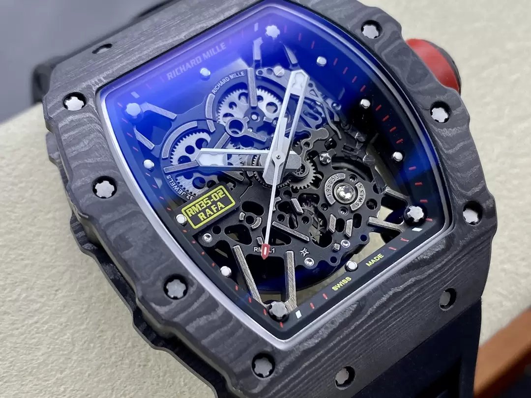 Richard Mille RM035-02 G+ Factory RM3502 Carbon NTPT Schwarzes Kautschukarmband