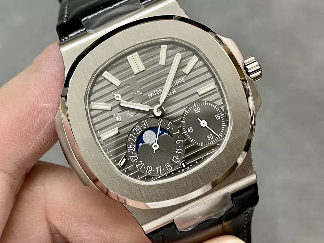 Patek Philippe Nautilus 5712G-001 Cadran Gris 1:1 Meilleure Édition PPF Factory V2 Bracelet Cuir