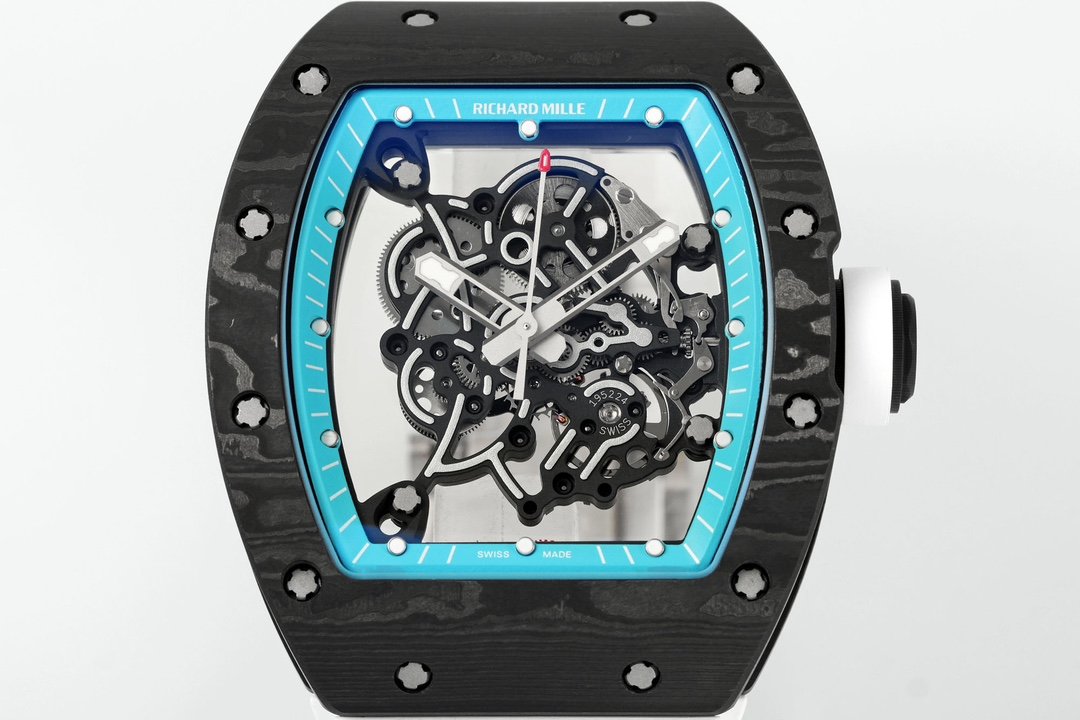 RICHARD MILLE RM055 ZF 2024 1:1 Best Edition Carbon Fiber Case turquoise Dial