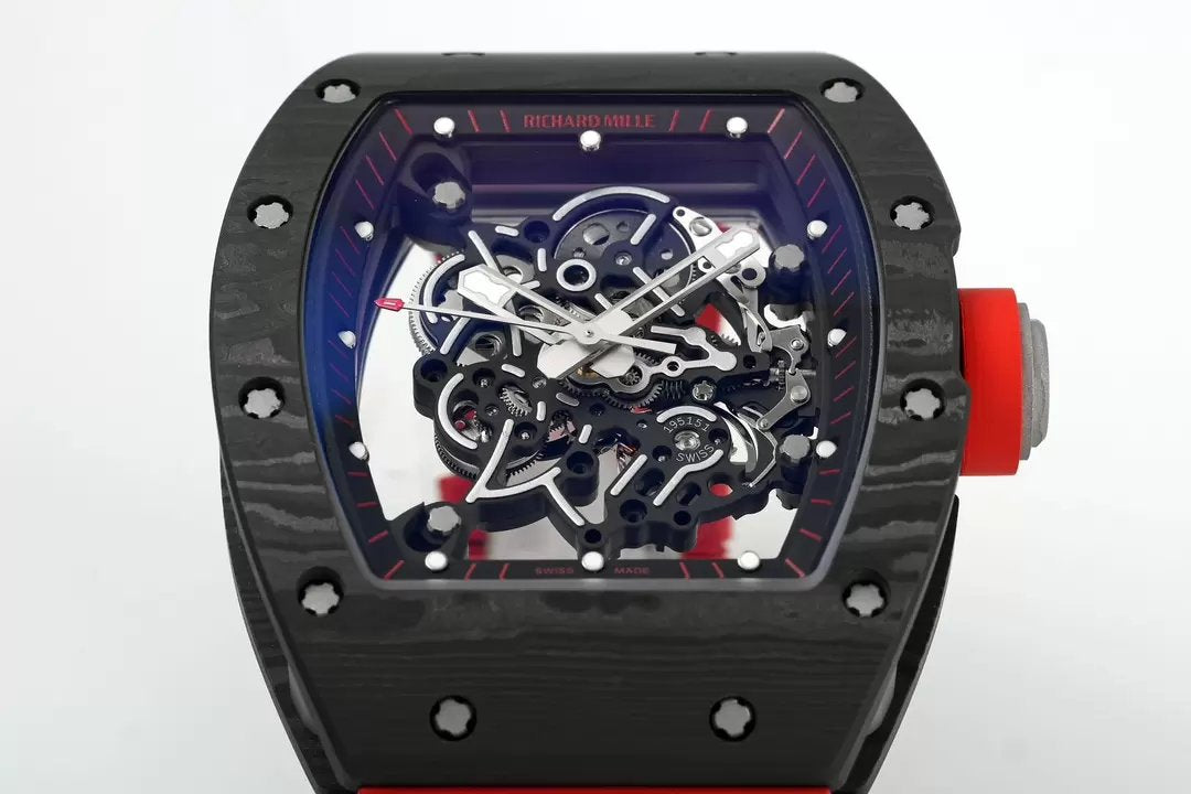 RICHARD MILLE RM055 ZF 2024 1:1 Best Edition Carbon Fiber Case Red Strap