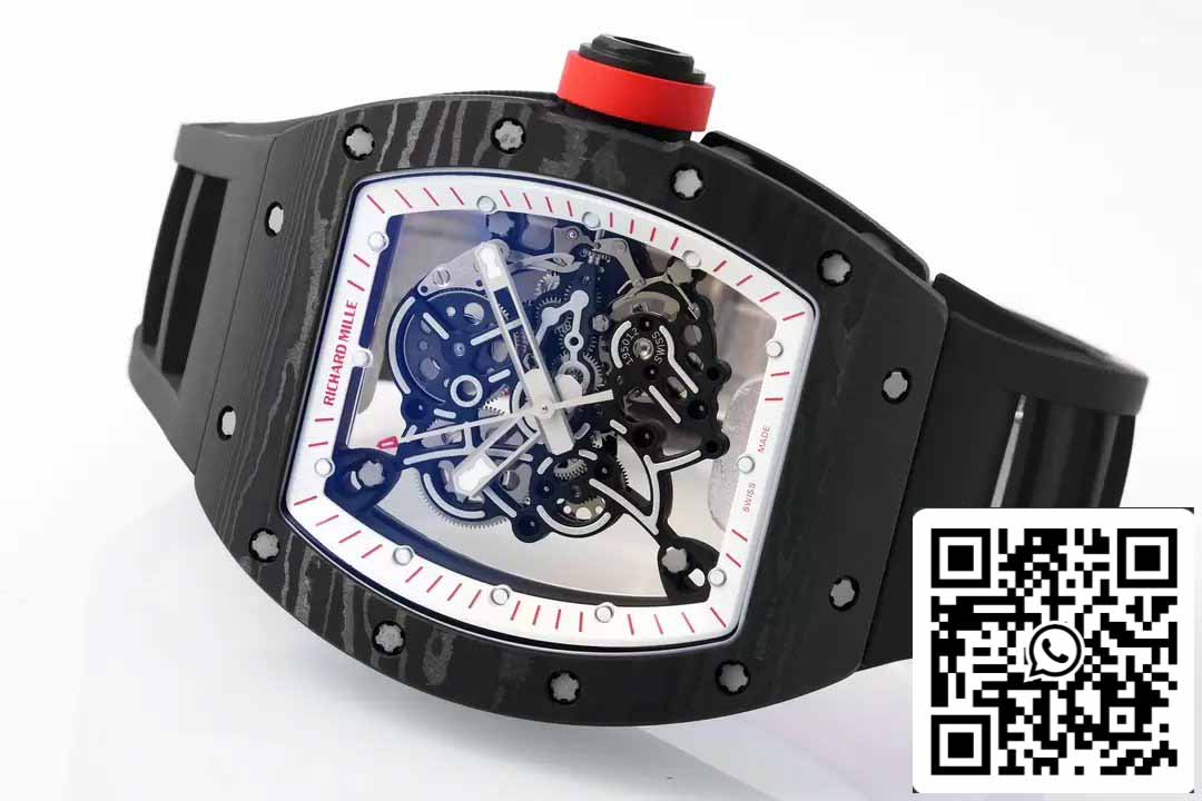 RICHARD MILLE RM055 ZF 2024 1:1 Best Edition Carbon Fiber Case Red Knob Black Strap