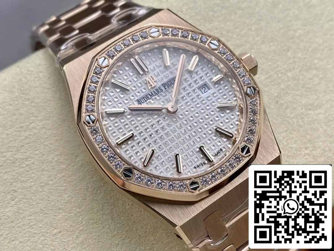 Audemars Piguet 67651 Quartz 33mm 1:1 Best Edition ZF Factory Cadran Blanc Or Rose Diamant