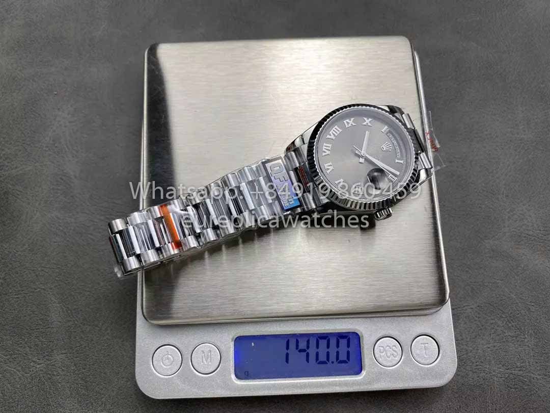Rolex Day Date 128236 QF Factory 1:1 Bester Klon Graues Zifferblatt mit römischen Ziffern