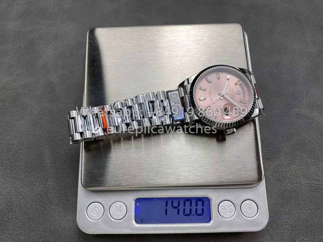 Rolex Day Date 128236 QF Factory 1:1 Bester Klon mit rosa Diamant-Zifferblatt