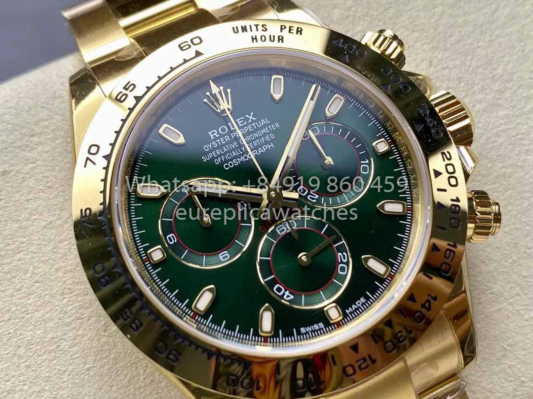 Rolex Yellow Gold Cosmograph Daytona 40 Watch Green Arabic Dial 116508 VS Factory 1:1 Super Clone