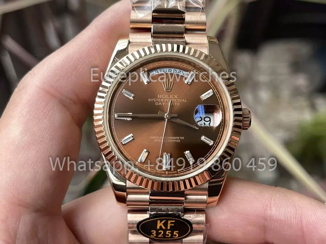 Rolex Everose Gold Day Date 40 228235-003 Schokoladenzifferblatt 1:1 Bester Klon KF Factory 215 Gramm