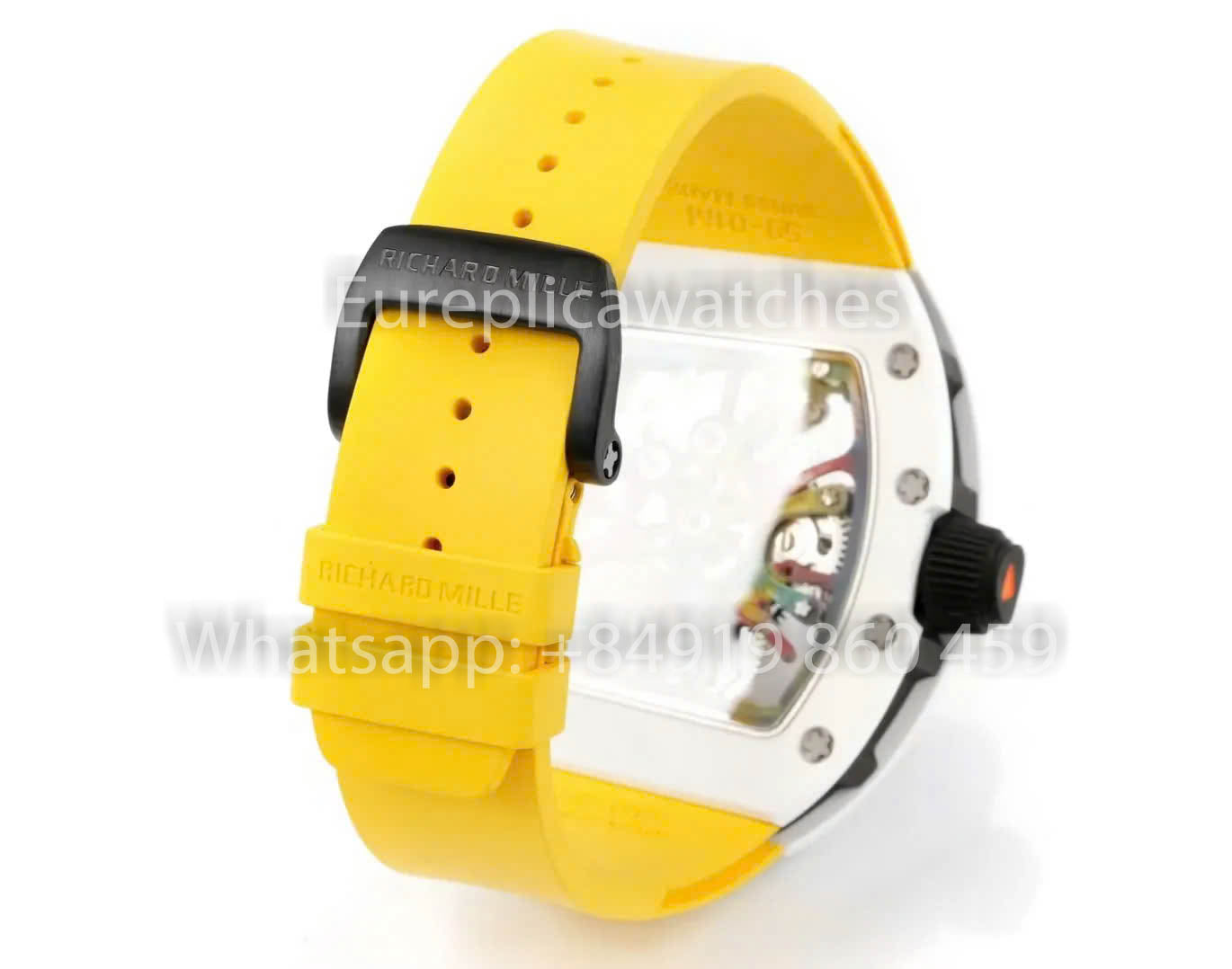 RICHARD MILLE RM 68-01 Tourbillon Cyril Kongo Watch 1:1 Best Clone RM Factory White Case Rubber Yellow Strap