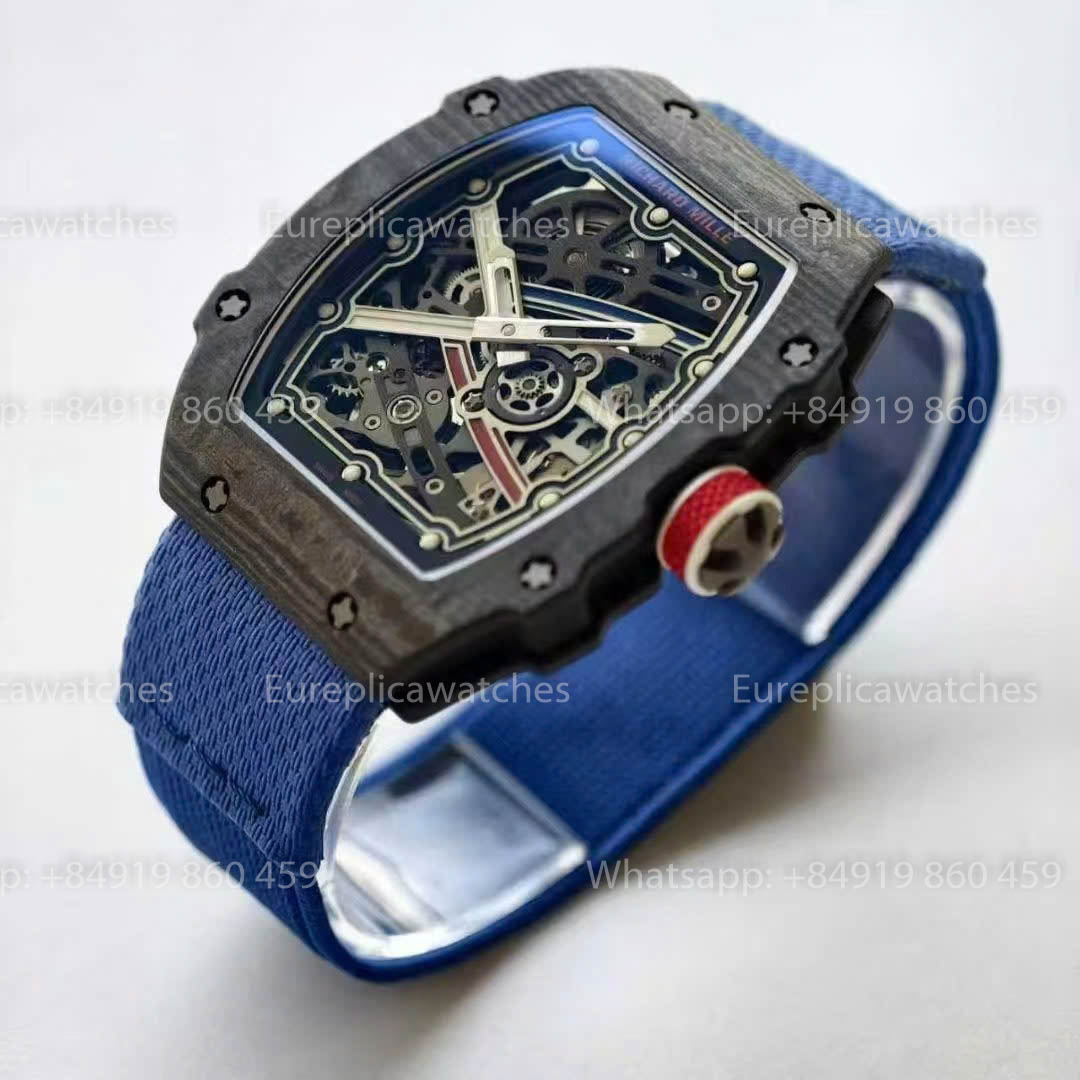 Réplique Richard Mille RM67-02, cadran France, version 1:1, meilleure version, usine VAF, bracelet en carbone noir et bleu