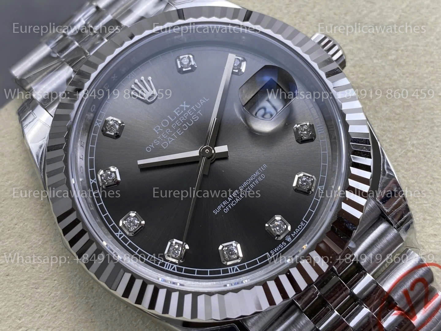 VSF Rolex Datejust 41 M126334 -126334 Cadran gris diamants, réplique 1:1, meilleure version, VS Factory V2 3235