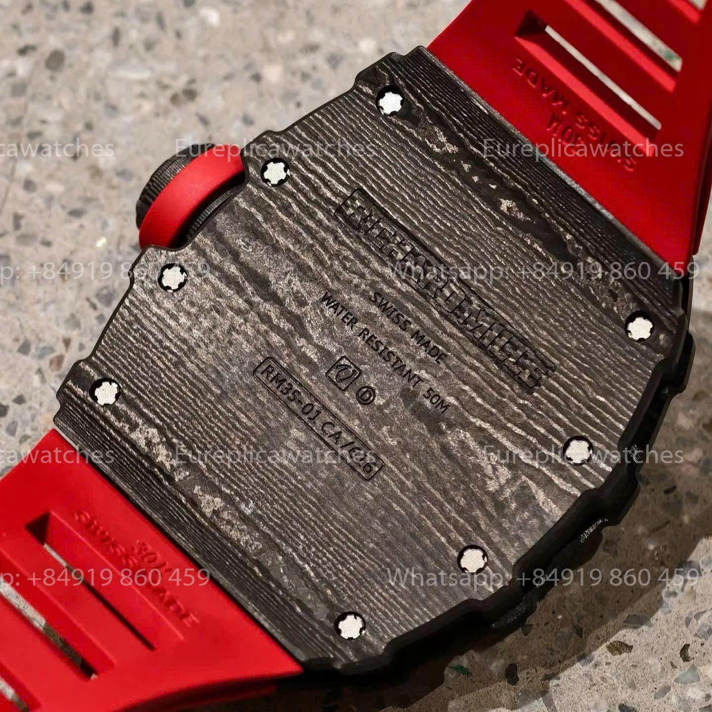 Mille Studio Richard Mille RM35-01 Black Carbon RMUL3 Movement Red Rubber Strap