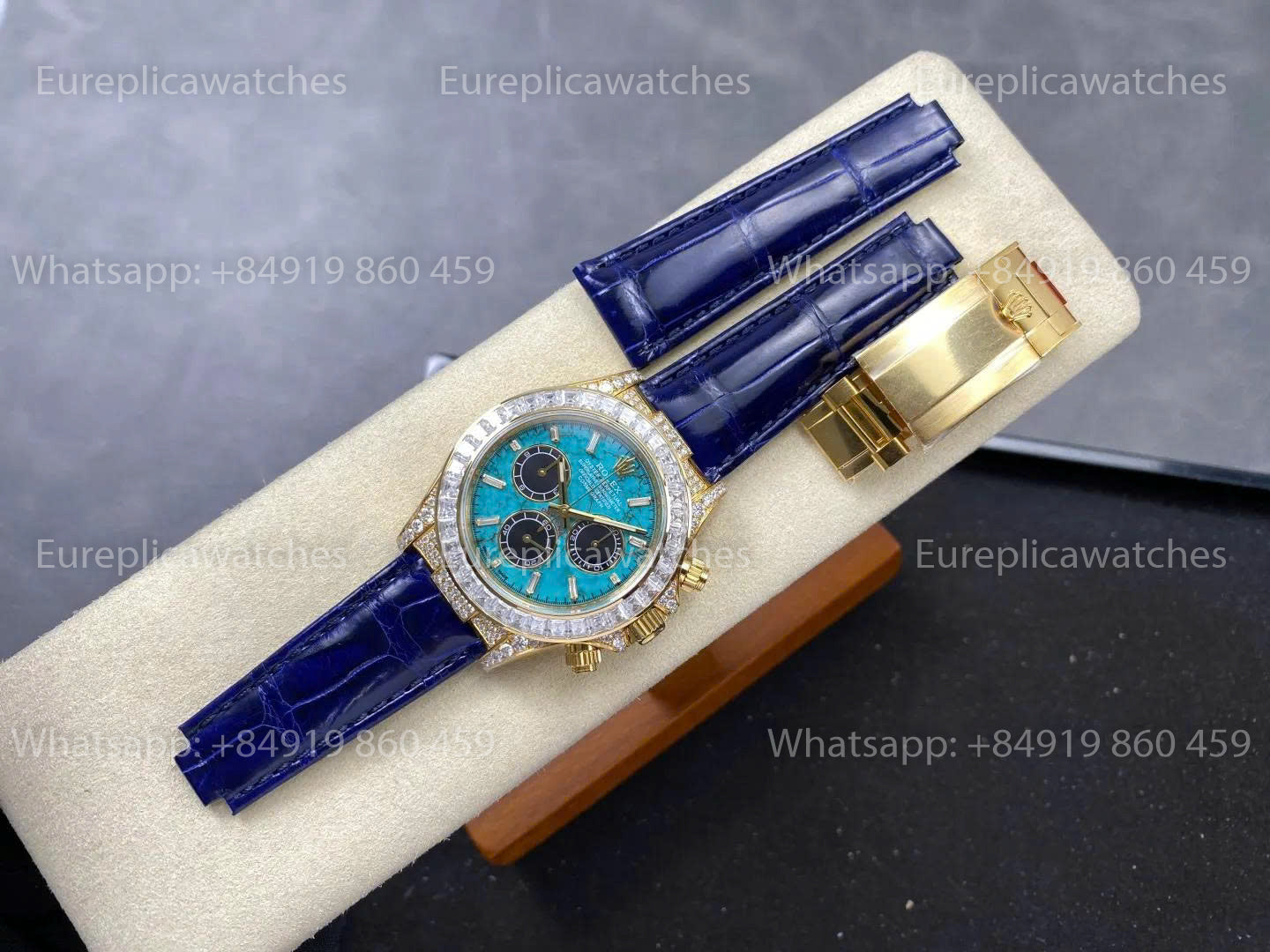 Usine PPM - Rolex Daytona Cadran Turquoise – Lunette Moissanite Diamant