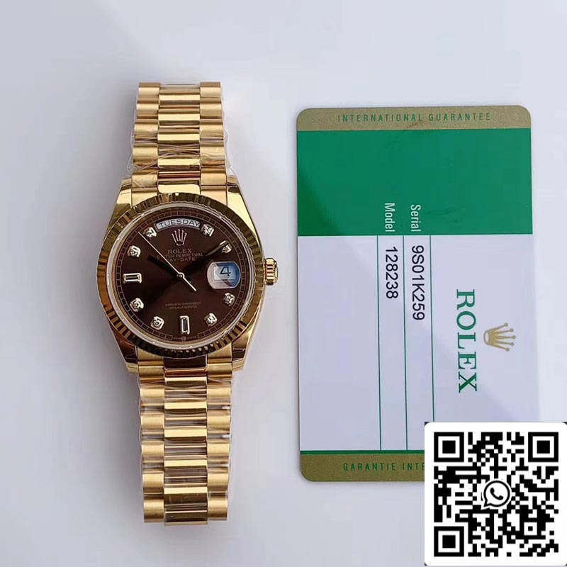 Rolex Day Date M128238-0022 1:1 Best Edition EW Factory, braunes Zifferblatt, Schweizer ETA3255