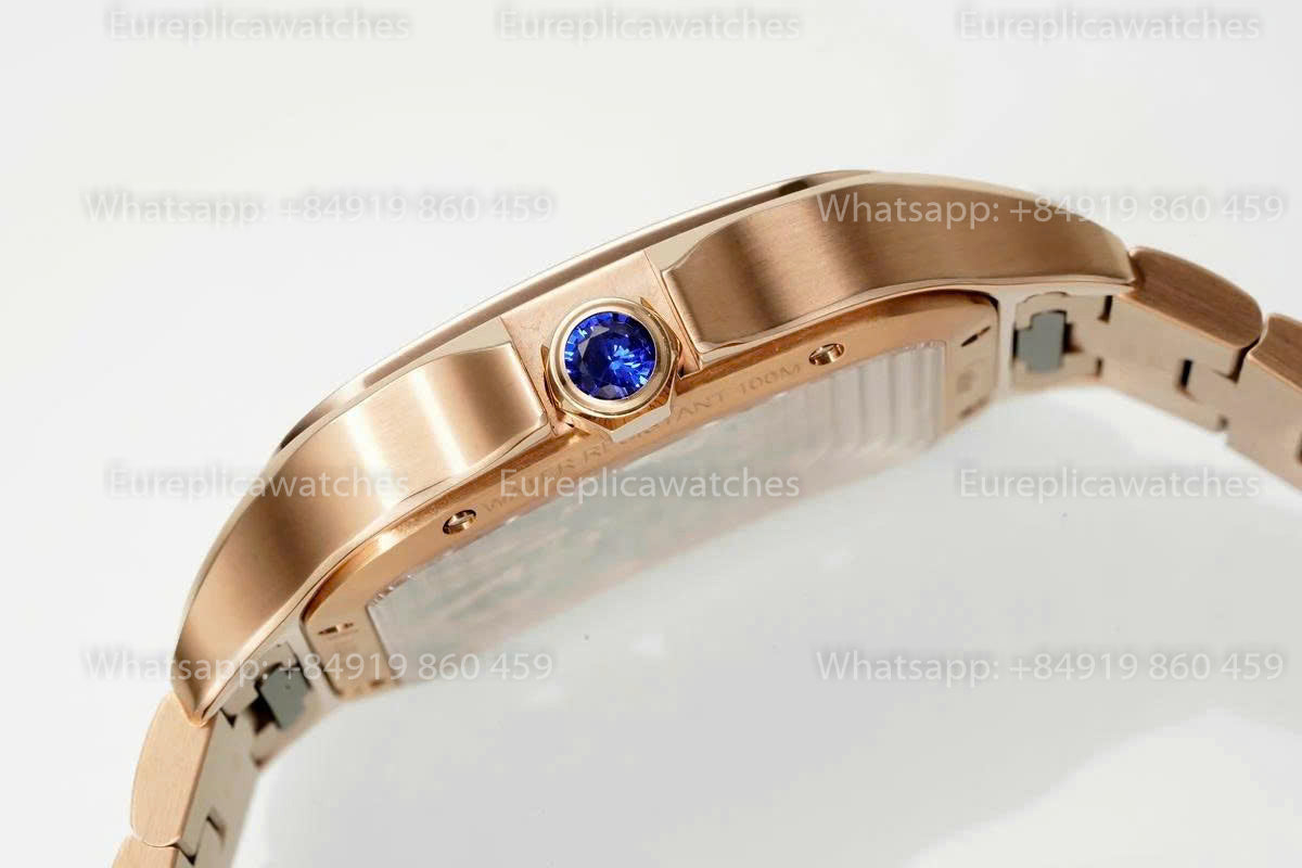 Rich Factory  Cartier Santos Skeleton RF Factory Rose gold Steel Strap