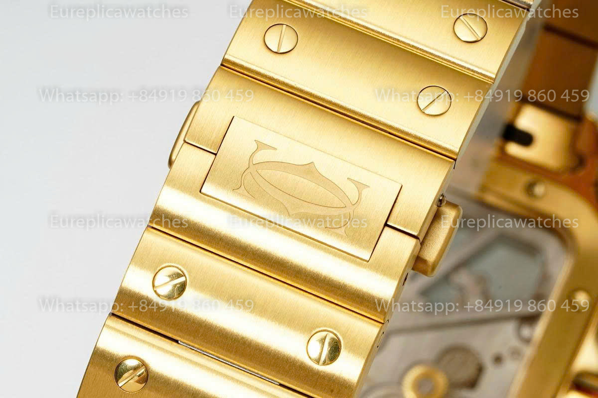 Rich Factory  Cartier Santos Skeleton RF Factory Yellow Gold Steel Strap