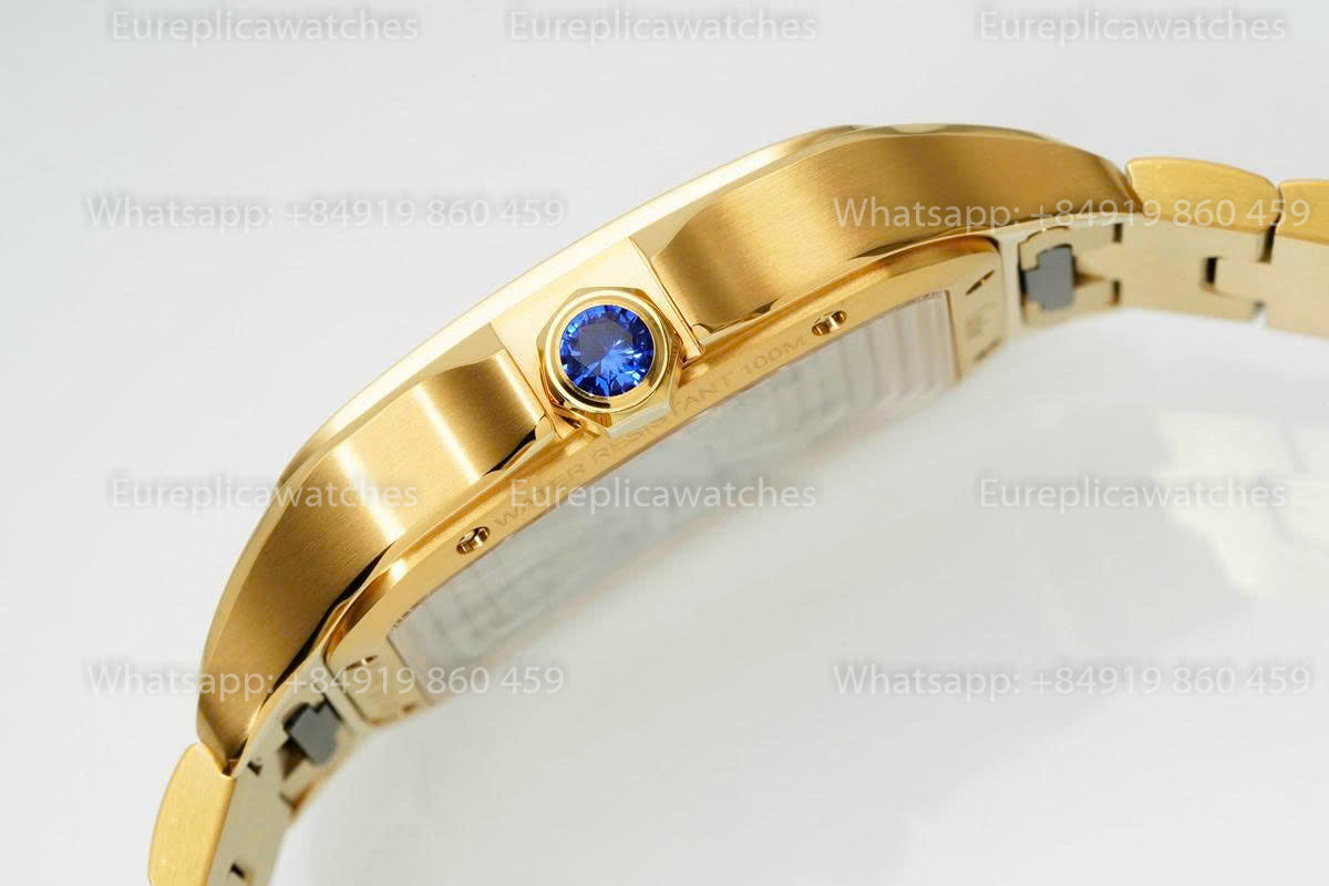 Rich Factory  Cartier Santos Skeleton RF Factory Yellow Gold Steel Strap
