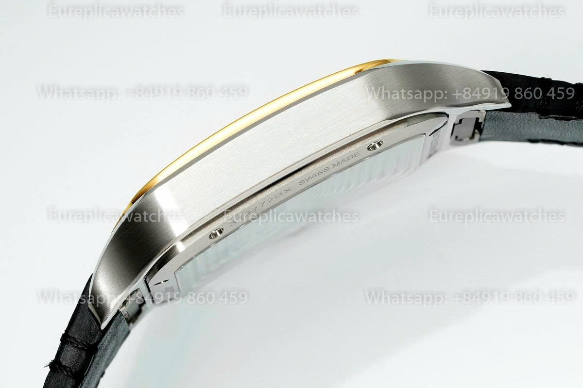 Rich Factory  Cartier Santos Skeleton RF Factory Yellow and Steel black Strap