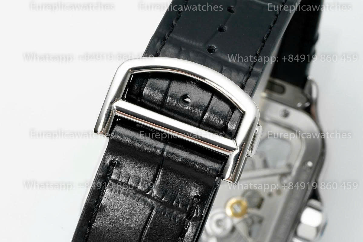 Rich Factory  Cartier Santos Skeleton RF Factory Yellow and Steel black Strap