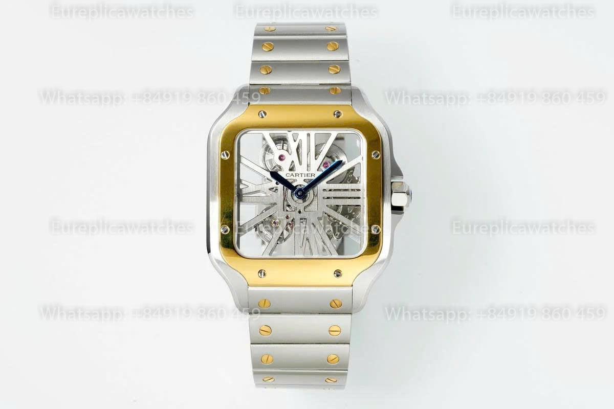 Rich Factory  Cartier Santos Skeleton RF Factory Yellow and Steel Strap