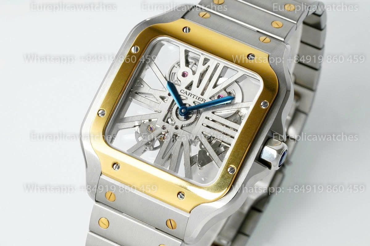 Rich Factory  Cartier Santos Skeleton RF Factory Yellow and Steel Strap