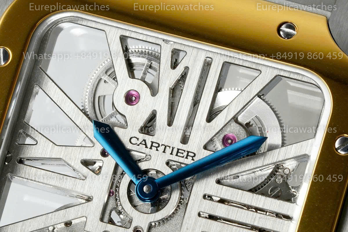 Rich Factory  Cartier Santos Skeleton RF Factory Yellow and Steel Strap